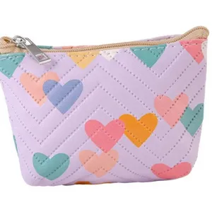 Cute leather coin purse portable heart pattern mini card bag cosmetic makeup storage pouch