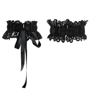 Ceinture corset en dentelle noire avec ruban satin, large ceinture pour robe chic.