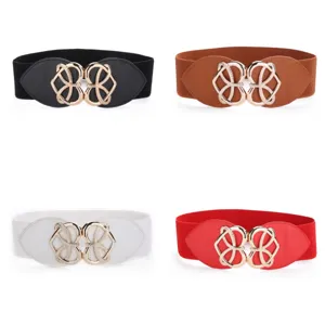 Femme large ceinture élastique mode rétro stretch taille cincher pour robe manteau