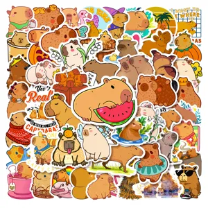 50 Pcs Cute Capybara Waterproof Stickers Vinyl Decals for Laptop Luggage Phone Case Decor