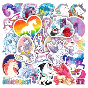 50 Stücke süße Einhorn Aufkleber Set wasserdichte Vinyl Sticker für Laptop Wasserflasche