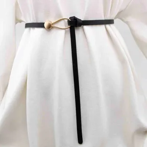 Donna sottile PU pelle vestito cintura con fibbia metallo minimalista nero vita accessorio abito