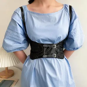 Vrouwen Gotisch Punk PU Leer Korset Riem Brede Elastische Taille Band Harnas Lichaam Vormgever Verstelbare Gesp Mode Accessoires