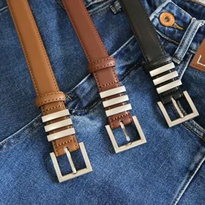 Women Genuine Leather Belt Retro Fashion Casual Decorative Waist Belt With Silver Pin Buckle For Jeans Dress Pants