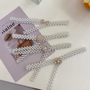 Women pearl waist belt dress suit elastic beaded waist chain sweet fashion accessory