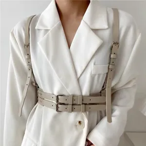 Stile punk doppia tracolla in pelle PU cintura corsetto donna abbinata ad abiti completi