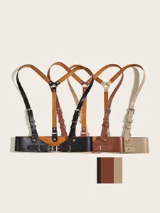Cintura imbracatura vita pelle punk donna cinghie regolabili accessorio moda chic