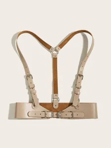 Donna PU Pelle Corpo Imbracatura Cintura Punk Corsetto Cinghie Regolabili Moda Accessorio