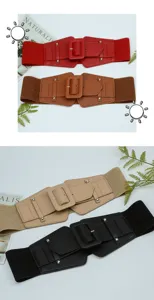 Women vintage wide elastic waist belt casual cinch belt fashion dress accessory 4 colors