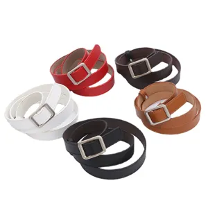 Women PU leather belt versatile square pin buckle waist strap casual jeans main display