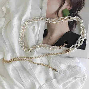 Multi-strand pearl waist chain chic metal belt for women dress sweater accessories