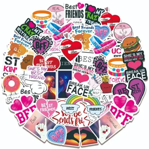 50pcs Best Friends Pink Graffiti Stickers Cute Waterproof Decals for Laptop Water Bottle