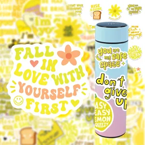 50pcs yellow aesthetic stickers cute waterproof vinyl decal pack for laptop water bottle