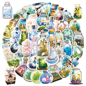 Cute world in a bottle waterproof PVC stickers pack for laptop luggage skateboard decor