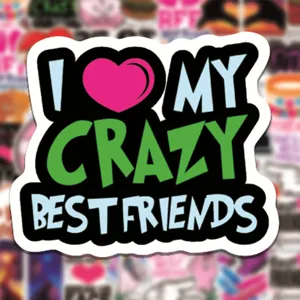 Waterproof cute best friends graffiti sticker for laptop water bottle skateboard decoration