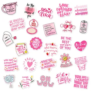 Pink Inspirational English Quotes Stickers Waterproof PVC Decals For Water Bottle Phone Case Scrapbook Journal DIY Decor