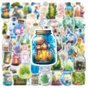 Bottle world cartoon PVC stickers for skateboard luggage journal waterproof decorative decals