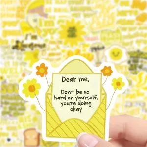 Cute motivational yellow envelope sticker waterproof vinyl decal for phone case laptop water bottle
