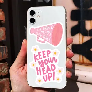 Pink inspirational waterproof stickers aesthetic cute quote decals for phone case water bottle cups