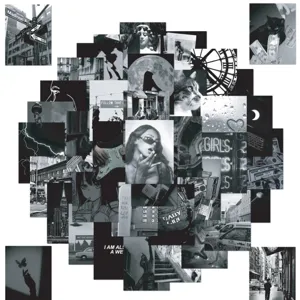 Kit de collage mural photo esthétique noir et blanc autocollants pour déco de chambre.