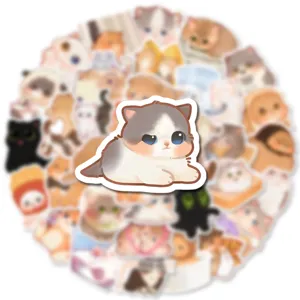 50pcs cute cat stickers waterproof cartoon decals for laptop notebook luggage water bottle