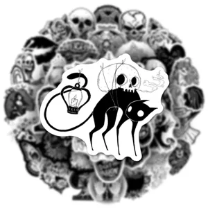 Autocollants graffiti gothiques punk noirs et blancs, 50 pcs étanches pour ordinateur.