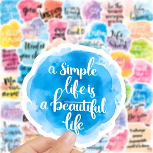 Colorful watercolor motivational quote stickers set for journal laptop skateboard decoration