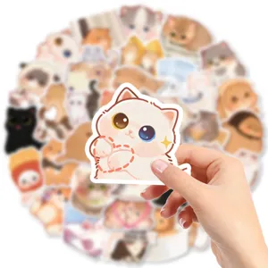 50pcs cute cat stickers waterproof cartoon vinyl decals for laptop water bottle luggage