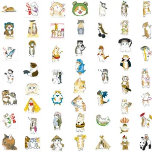 Pegatinas lindas de gato de dibujos animados impermeables divertidas calcomanías para móvil maleta