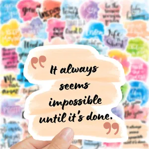 Waterproof motivational quote sticker pack featuring colorful watercolor design for laptops.