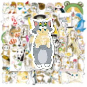 Lindas pegatinas de gatos de dibujos animados impermeables de vinilo para maleta funda de móvil.