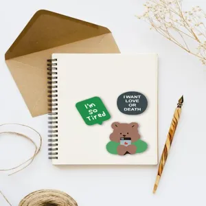 Lot d'autocollants décoratifs d'ours mignon style coréen pour ordinateur portable et agenda.