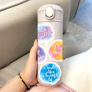Insulated water bottle with watercolor motivational quotes tumbler portable daily drinkware