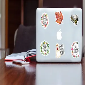 Waterproof inspirational quotes stickers set featuring floral wreaths and motivational text designs.