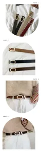Women fashion PU leather belt with metal oval buckle, versatile multi-color jeans waist belt.
