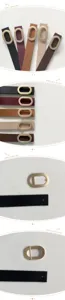 Women PU leather belt with gold oval buckle stylish casual waist belt multiple colors