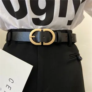 Stylish black PU wide belt for women with elegant gold buckle, chic and versatile.