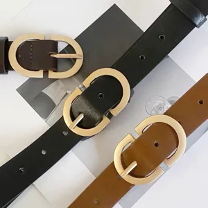 Women PU leather belt with metal buckle retro casual stylish jeans accessory brown black