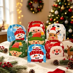 12PCS Christmas Gift Box Gingerbread House Shape Portable Candy Cookie Packaging Box Festive Party Supplies Holiday Favor Box
