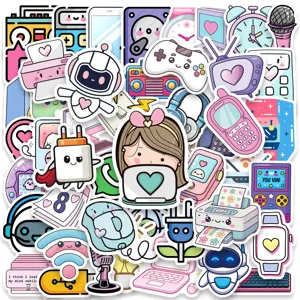 50pcs cute cartoon electronic stickers waterproof vinyl decal for phone case skateboard laptop