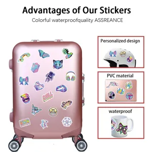 Waterproof vinyl graffiti stickers detail showing personalized design for helmet laptop cup.