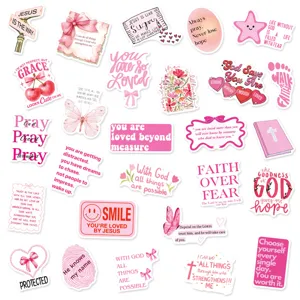 Set di adesivi cristalli rosa motivazionali, decalcomanie in vinile impermeabili per computer portatile.