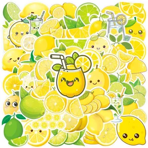 Cute cartoon lemon stickers pack, waterproof vinyl decals for phone case, laptop and luggage decoration.