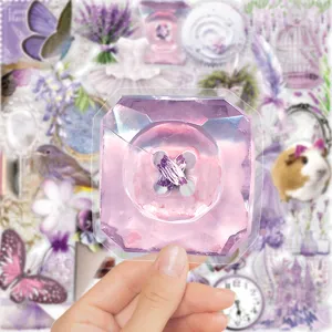 Purple aesthetic transparent button decorative sticker for phone case luggage cup waterproof
