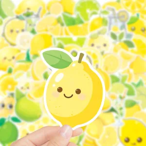 Cute cartoon lemon stickers waterproof vinyl decal for phone, luggage, and DIY crafts.