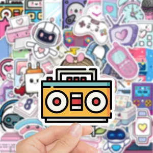 50pcs cute cartoon electronic waterproof stickers, perfect for decorating phone cases and laptops.