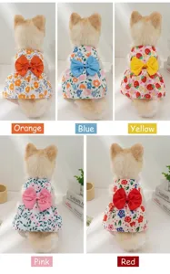 Gestreiftes Hunde-Prinzessinnenkleid mit Schleife, süße Haustierkleidung für kleine Hunde und Katzen.