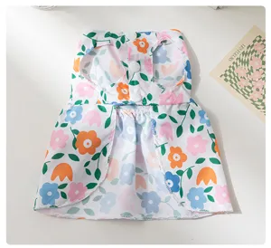 Blumen Haustierkleid für kleine Hunde und Katzen, süßer Prinzessinnenrock mit Druckknöpfen.