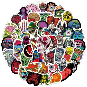 Horror Totenkopf Graffiti Aufkleber 100 Stk wasserdichte Vinyl Sticker für Skateboard