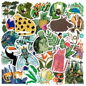 Kids Art Illustration Animals And Plants Graffiti Stickers Waterproof PVC Decals For Laptop Water Bottle Bicycle Notebook